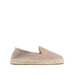 Manebí MANEBI Flat shoes Dove Grey suede espadrilles with braided raffia sole, slip-on style, taupe beige color, side view