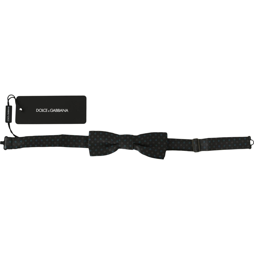 Dolce & Gabbana Elegant Gray Silk Patterned Bow Tie Necktie Dolce & Gabbana Black