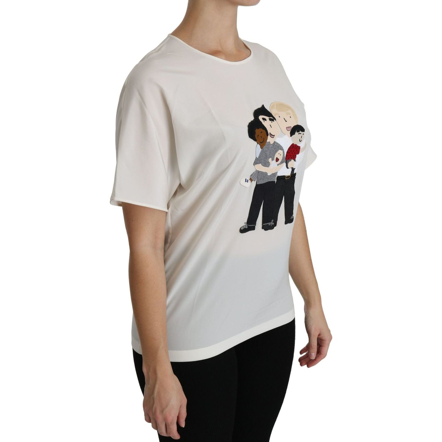 Dolce & Gabbana White #dgfamily Patch Short Sleeve Blouse Top