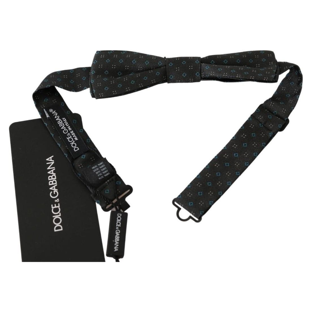 Dolce & Gabbana Elegant Silk Gray Patterned Bow Tie Bow Tie Dolce & Gabbana Dark Slate Gray