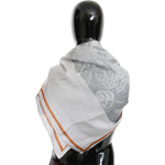 Costume National Elegant Silk Floral Scarf Silk Wrap Shawls Costume National Gray