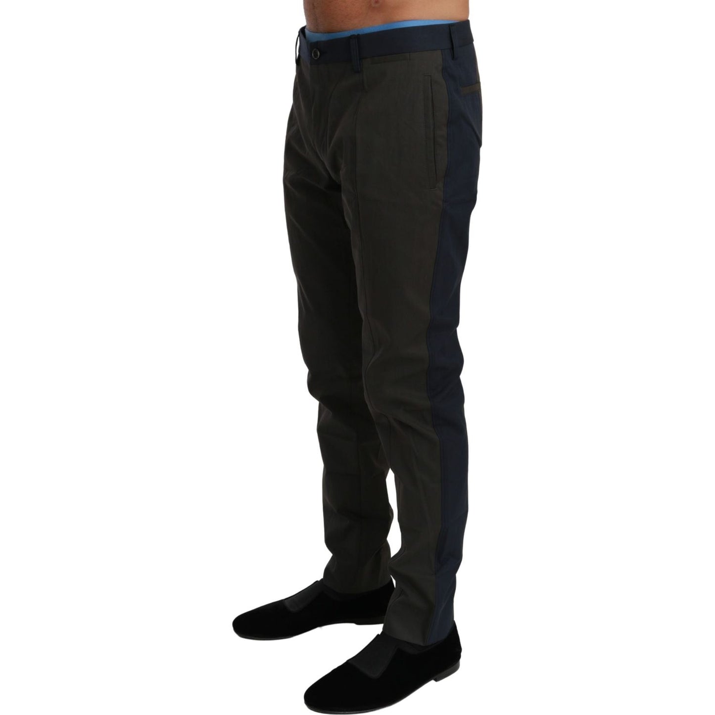 Dolce & Gabbana Blue Gray Stripes Trouser Cotton Pants PAN70980-44