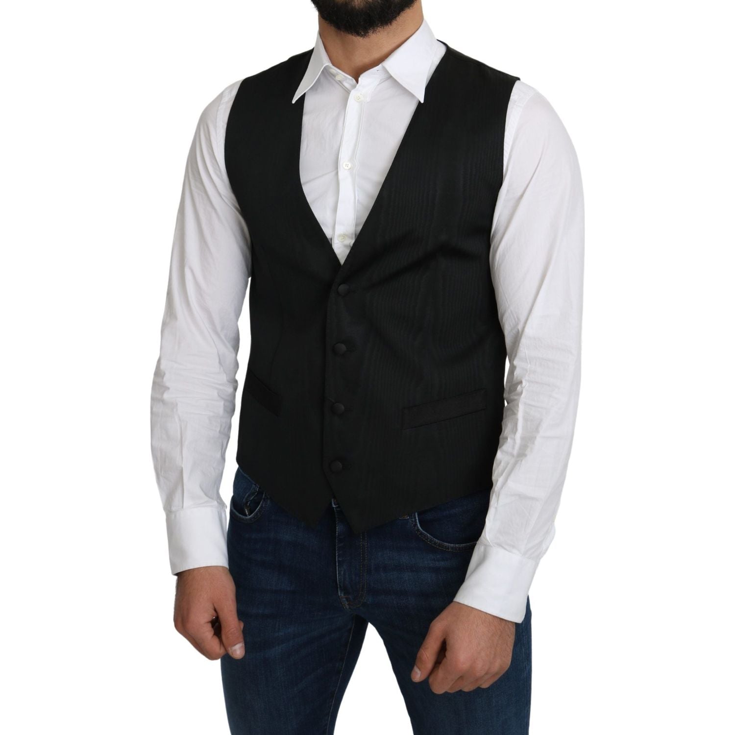 Dolce & Gabbana Gray 100% Silk Formal Coat Vest