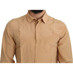 Dolce & Gabbana Elegant Yellow Silk Men's Formal Shirt Dolce & Gabbana Rosy Brown