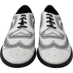 Dolce & Gabbana Elegant White Leather Derby Shoes Dolce & Gabbana Black