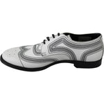 Dolce & Gabbana Elegant White Leather Derby Shoes Dolce & Gabbana Gray