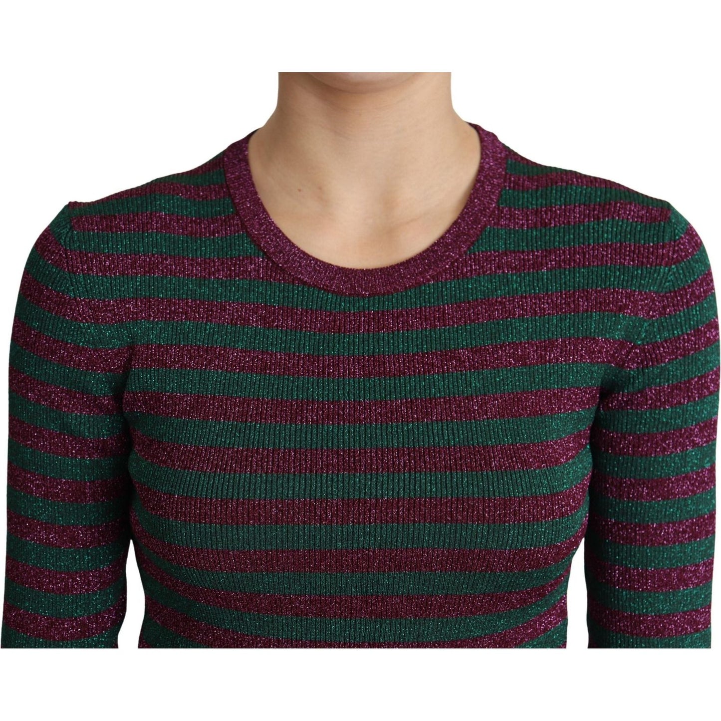 Dolce & Gabbana Multicolor Stripes Crew Neck Pullover Sweater TSH4773-42