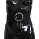 Dolce & Gabbana Black Crystal Brooch Wide Wai SATORIA Belt SMY100474-38