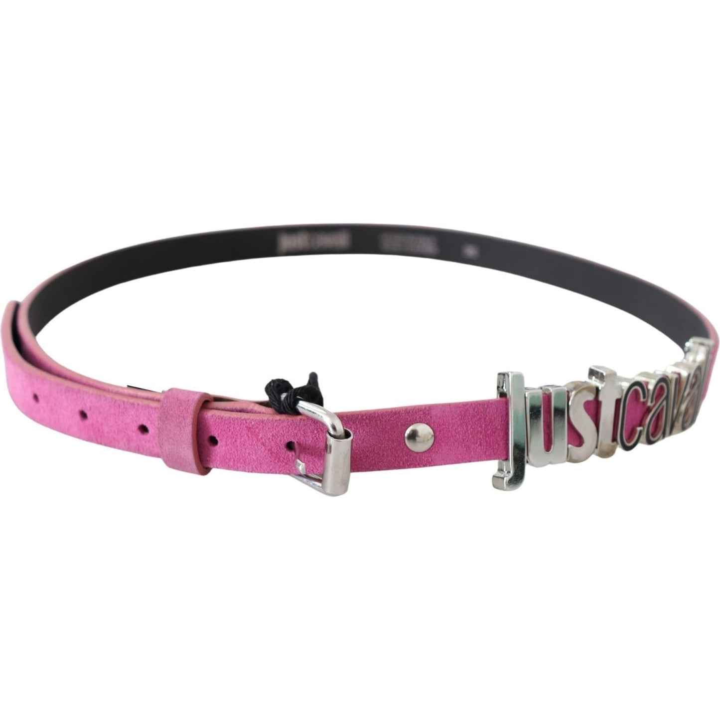 Just Cavalli Pink Silver Chrome Metal Buckle Waist Belt Belt