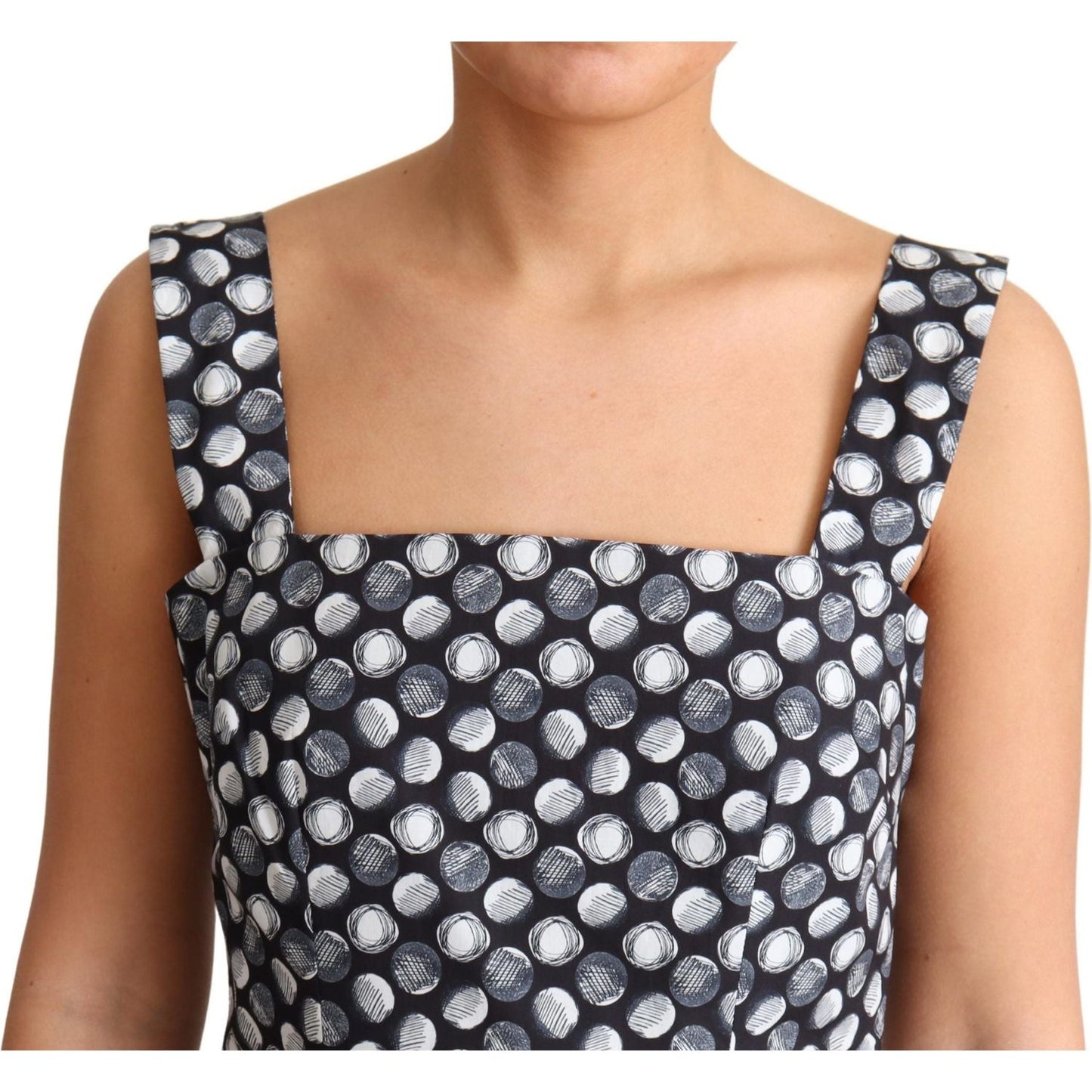 Dolce & Gabbana Blue Geometric Cotton A-Line Gown Dress