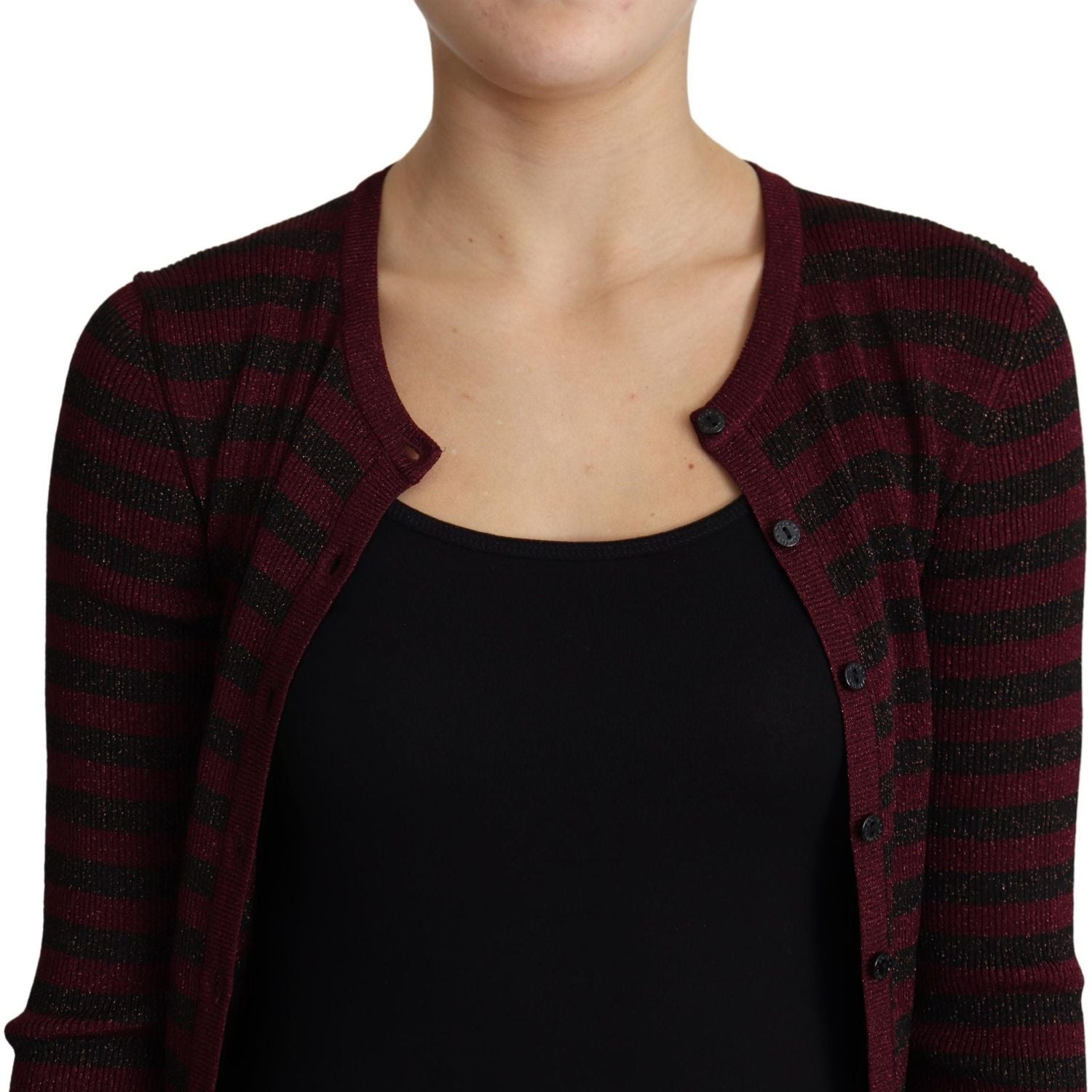 Dolce & Gabbana Black Red Striped Viscose Cardigan Sweater
