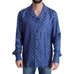 Dolce & Gabbana Blue Beach Chair Umbrella Print Silk Shirt TSH6168 -39