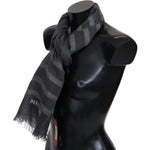 Missoni Gray Striped Wool Unisex Neck Wrap Fringes Scarf MS2129BG