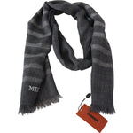 Missoni Gray Striped Wool Unisex Neck Wrap Fringes Scarf MS2129BG