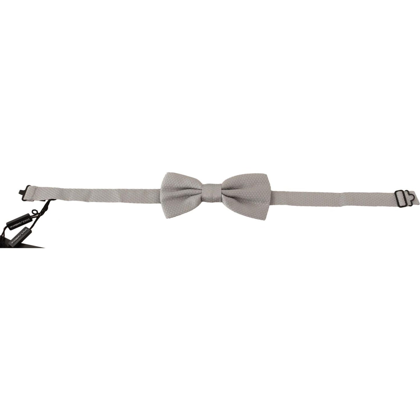 Dolce & Gabbana Silver Gray 100% Silk Adjustable Neck Papillon Bow Tie Bow Tie