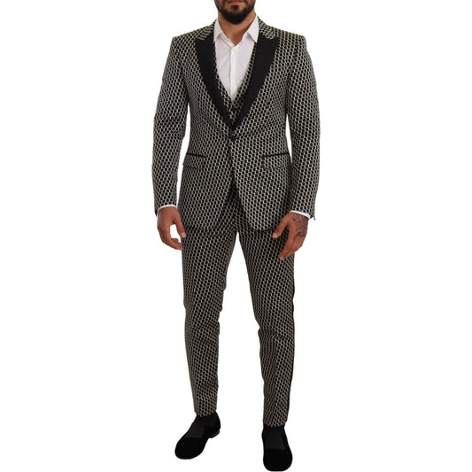 Dolce & Gabbana Black White Check 3 Piece Set MARTINI Suit