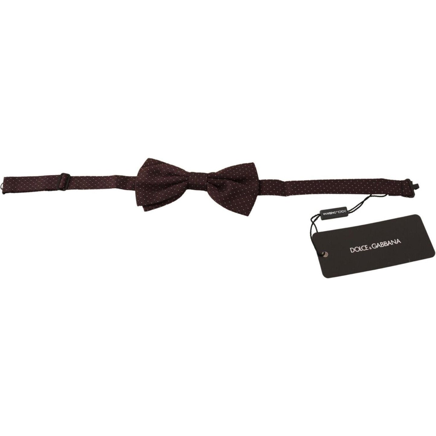 Dolce & Gabbana Brown Dotted Silk Adjustable Neck Papillon Bow Tie Necktie