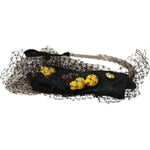 Dolce & Gabbana Silver Tiara Crystals Fruits Black Mesh Diadem Headband SMY100808
