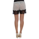 Dolce & Gabbana White Black Floral Lace Silk Sleepwear Shorts SIG30077-3