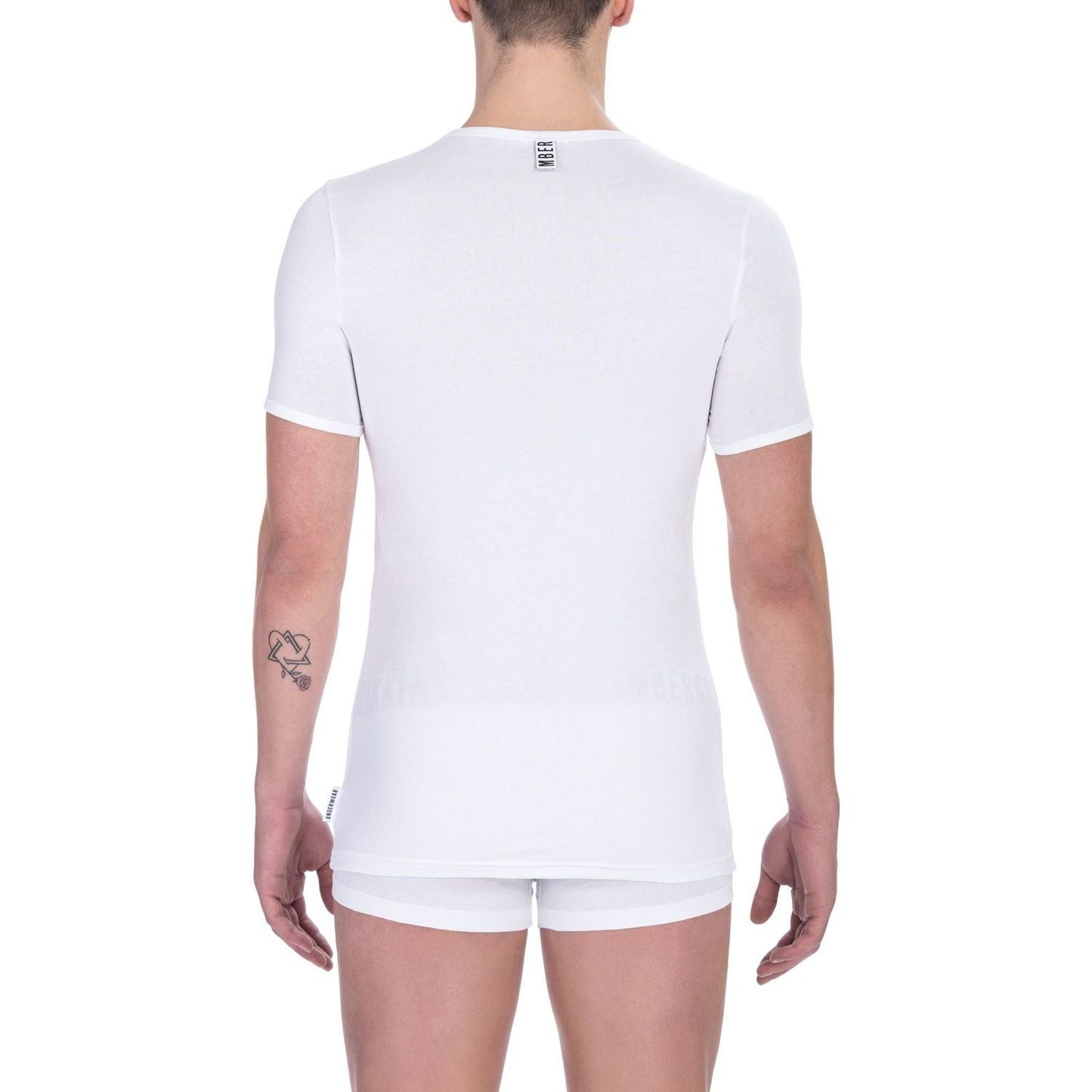 Bikkembergs White Cotton Men's V-Neck T-Shirt