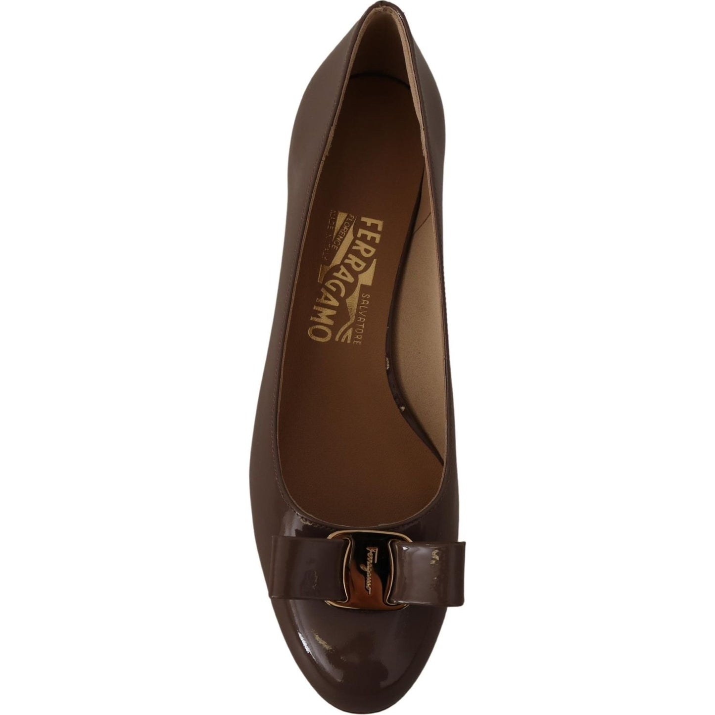 Salvatore Ferragamo Elegant Caraway Brown Pumps with Vara Bow WOMAN PUMPS
