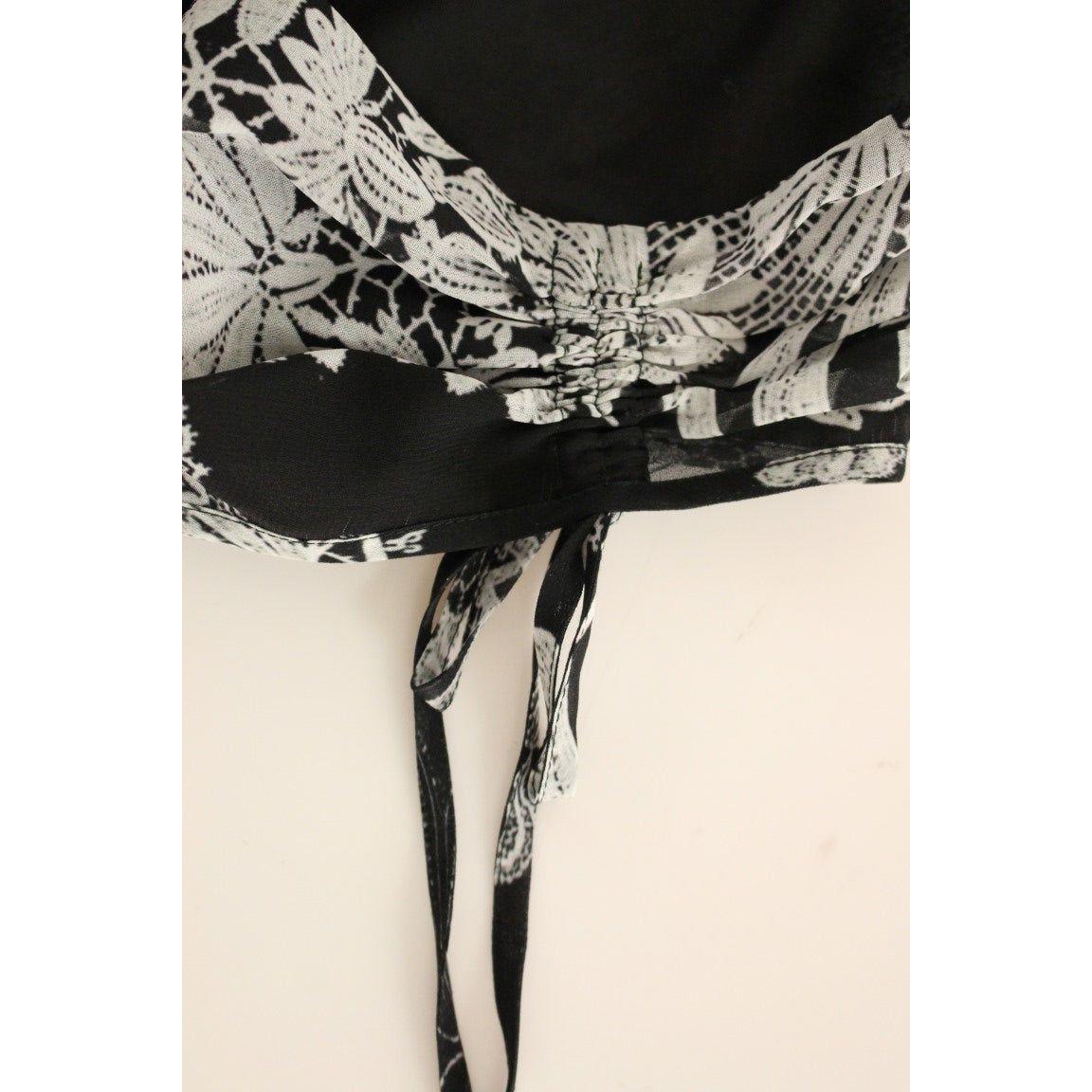 Sachin & Babi Black Silk Floral Pattern Shift Coctail Dress GSD12612-1