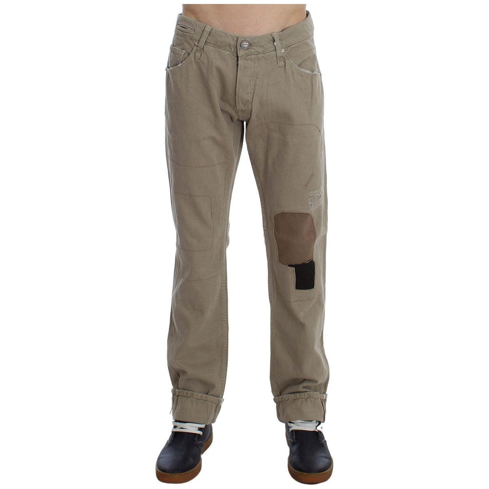 Acht Beige Straight Fit Cotton Jeans for Men Jeans & Pants Acht Dim Gray