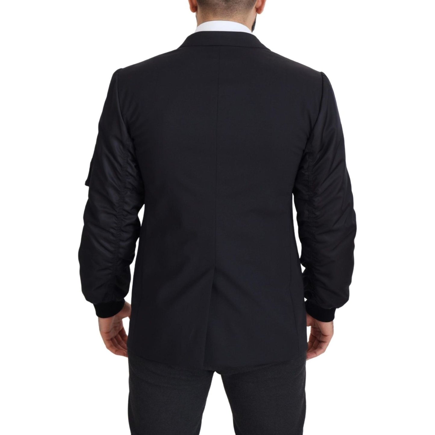 Dolce & Gabbana Black Wool Full Zip Long Sleeves Jacket