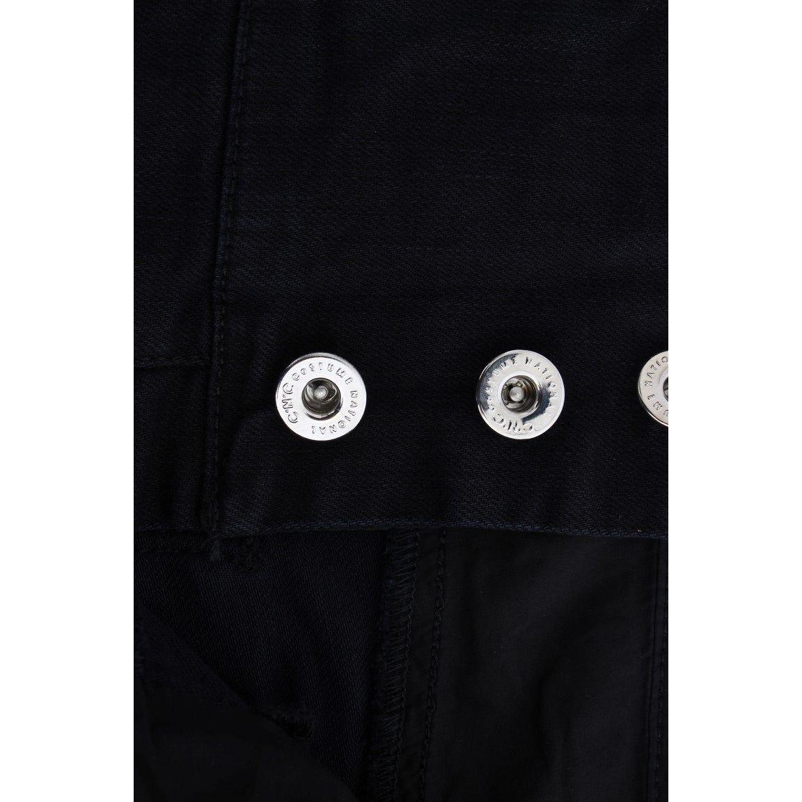 Costume National Black Cotton Slim Fit Cropped Jeans Jeans & Pants