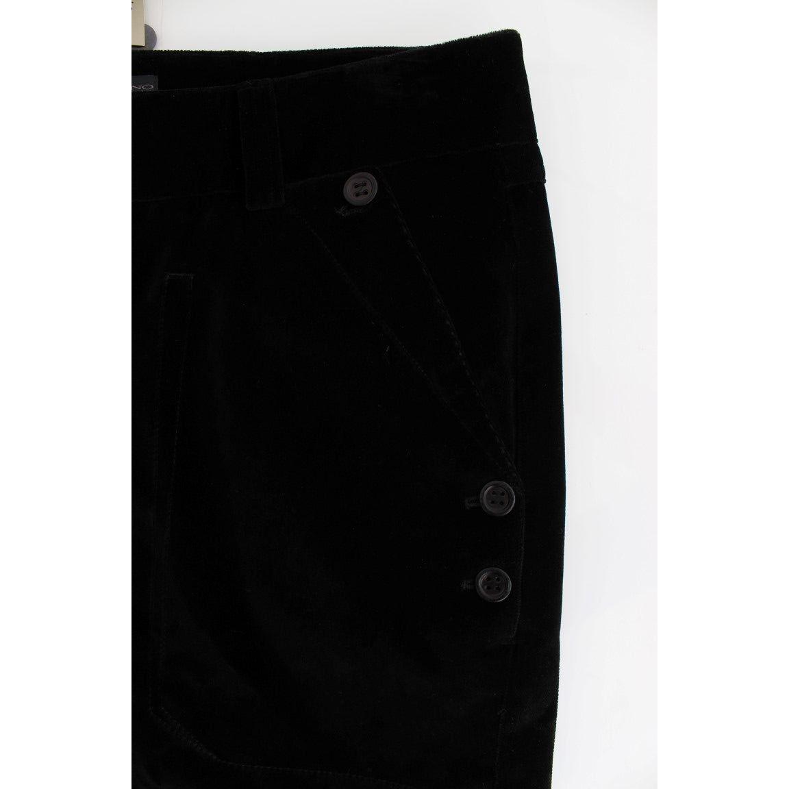 Ermanno Scervino Black Velvet Cotton Straight Legs Pants Jeans & Pants