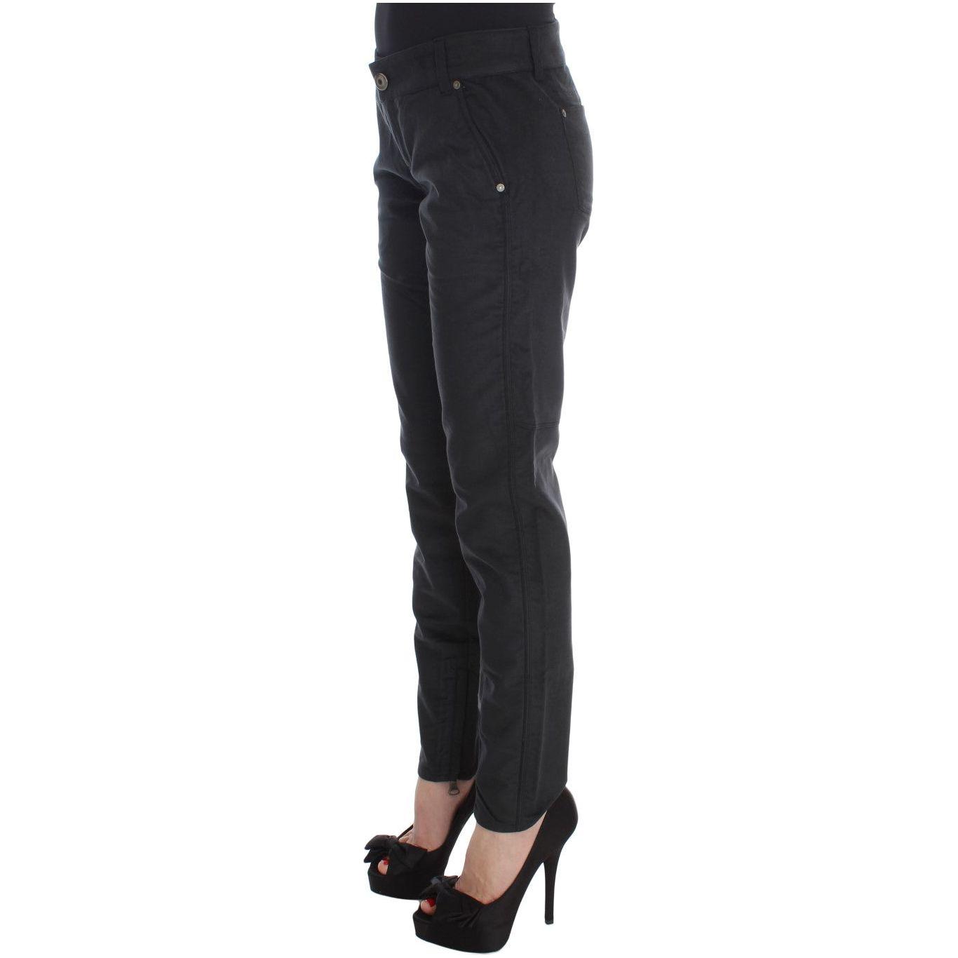 Ermanno Scervino Black Cotton Blend Regular Fit Pants Jeans & Pants