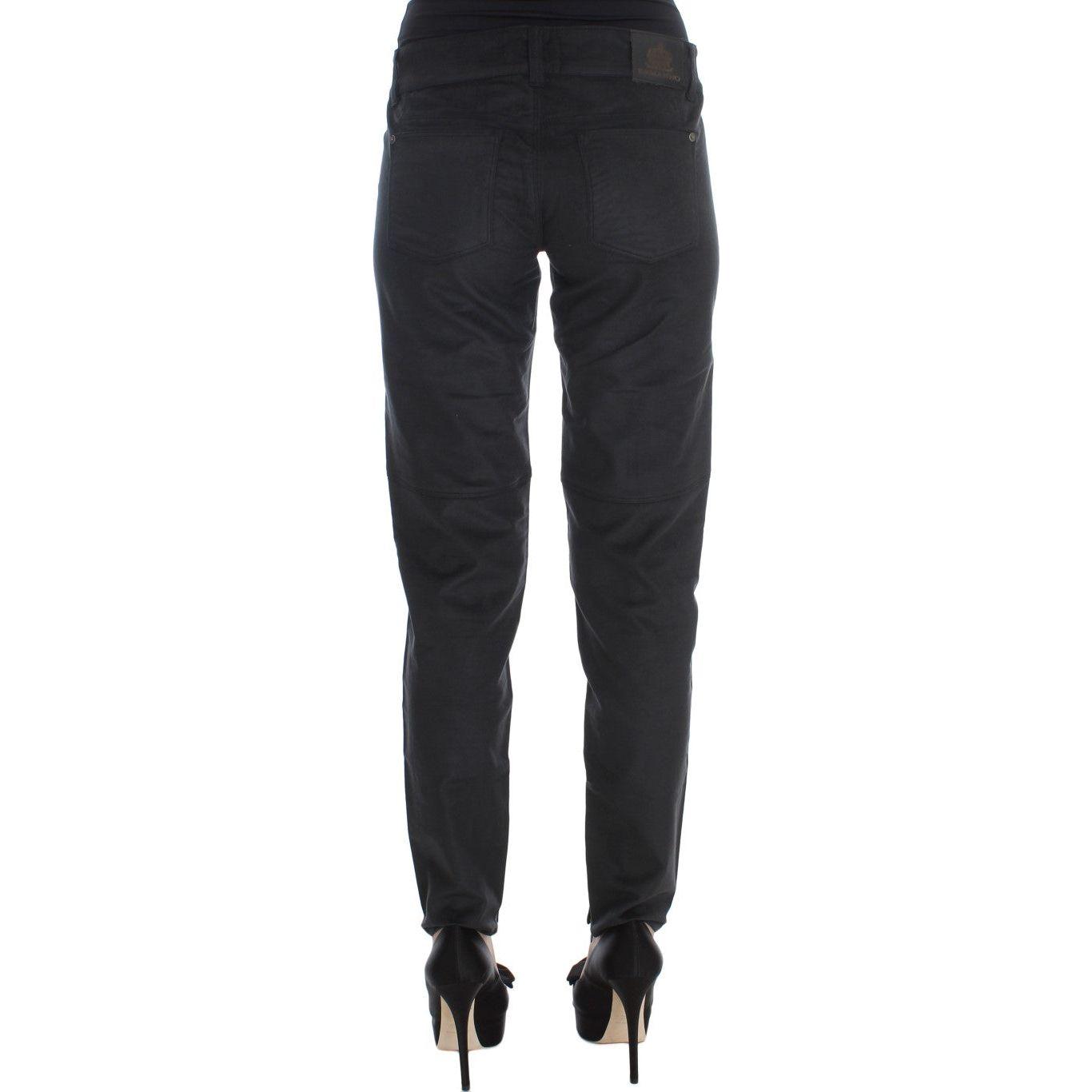 Ermanno Scervino Black Cotton Blend Regular Fit Pants Jeans & Pants