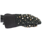Dolce & Gabbana Elegant Studded Gray Wool Shearling Gloves Dolce & Gabbana Dark Slate Gray