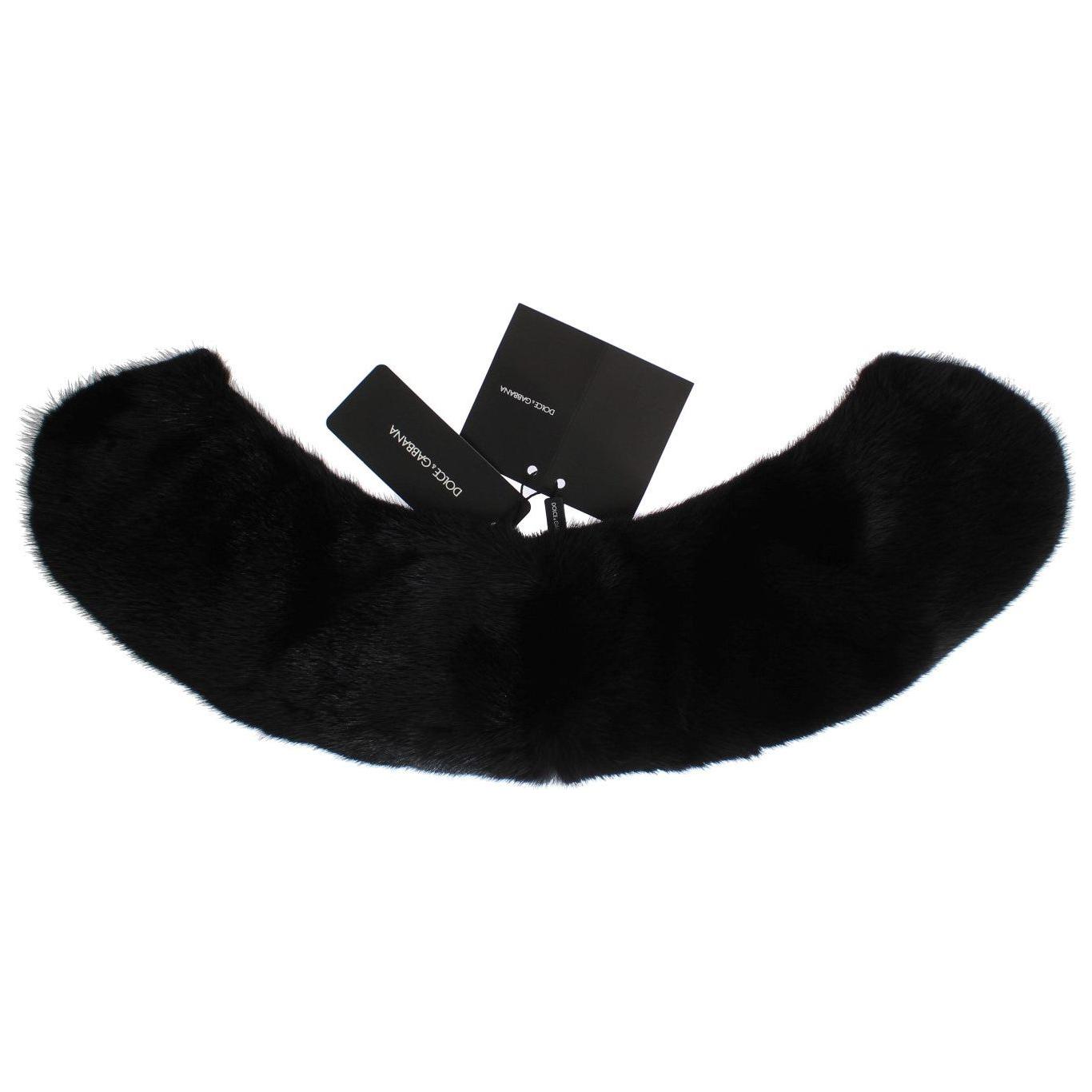 Dolce & Gabbana Black Mink Fur Shoulder Collar Scarf MS1565-7