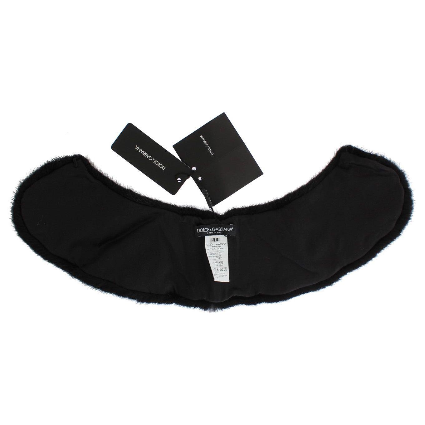 Dolce & Gabbana Black Mink Fur Shoulder Collar Scarf MS1565-7