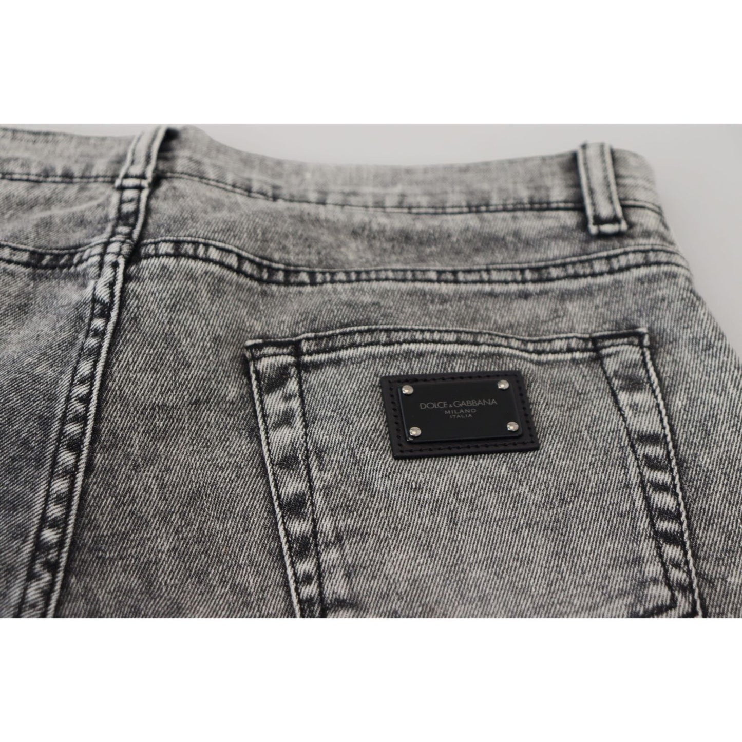 Dolce & Gabbana Gray Slim Fit Wash Stretch Cotton Denim Jeans