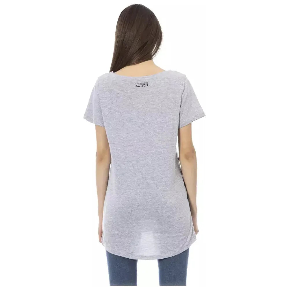 Trussardi Action Gray Cotton Women T-Shirt TR-23011-S