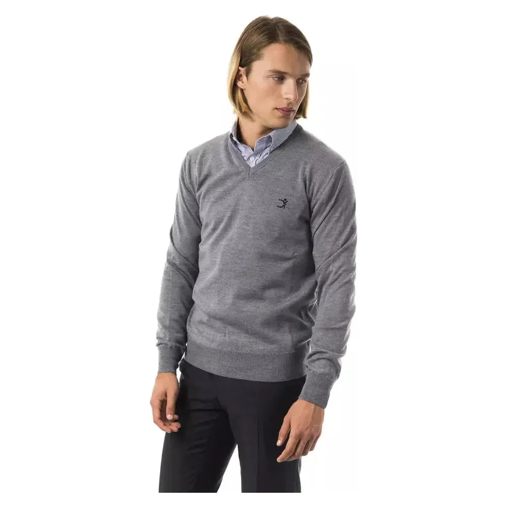 Uominitaliani Gray Merino Wool Men Sweater UO-7825-S