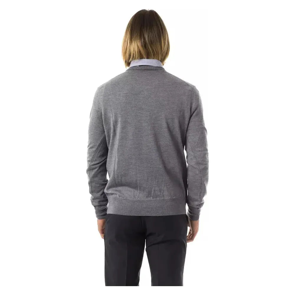 Uominitaliani Gray Merino Wool Men Sweater UO-7825-S