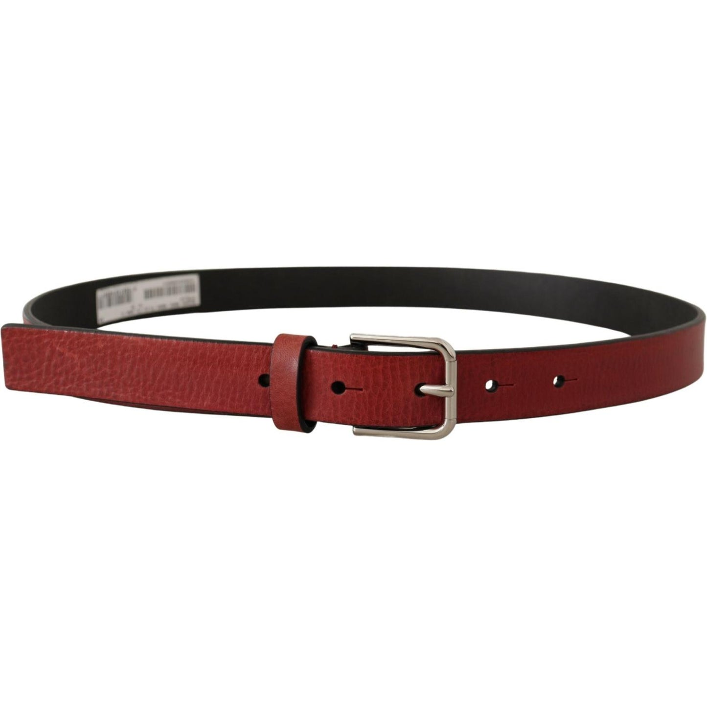Dolce & Gabbana Maroon Vitello Leather Silver Metal Belt BEL8467- 85