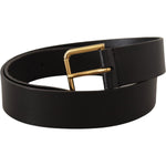 Dolce & Gabbana Elegant Black Leather Belt with Gold-Tone Buckle Dolce & Gabbana Black