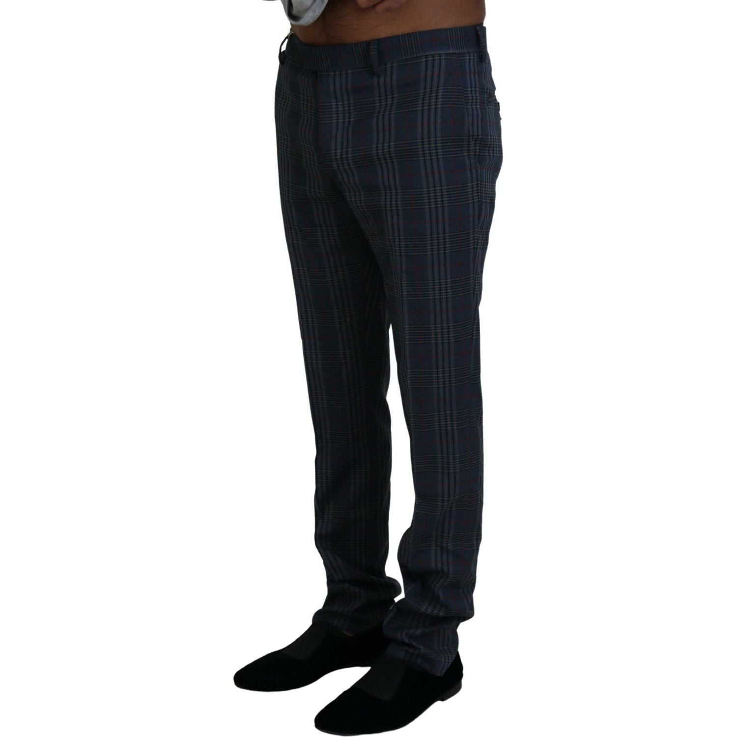 BENCIVENGA Gray Pure Wool Men Checkered Pants