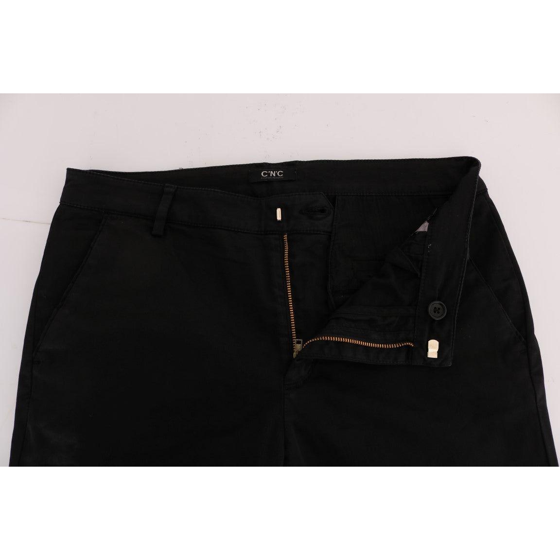 Costume National Black Slim Fit Cotton Stretch Pants Jeans & Pants