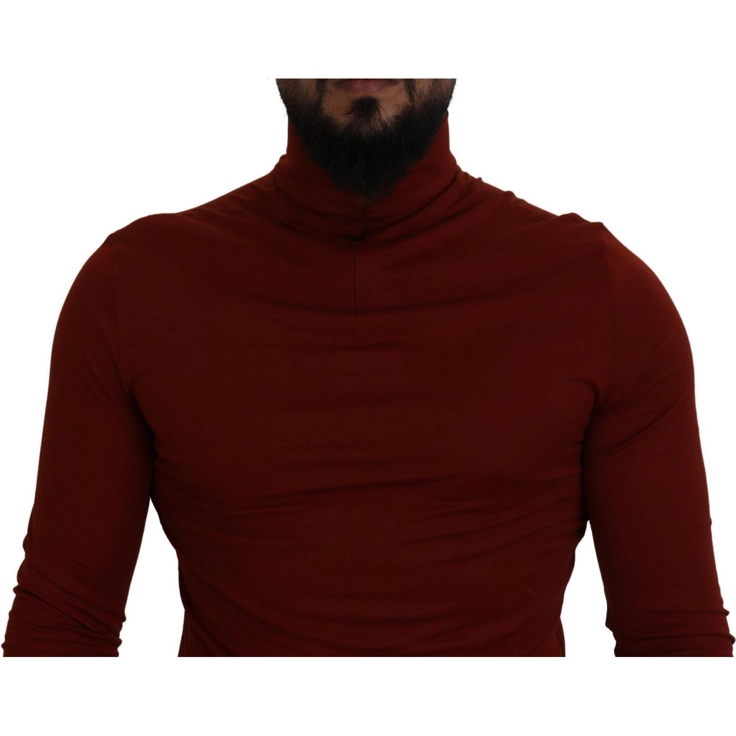 Dolce & Gabbana Maroon Cotton Turtle Neck Zip Sweater