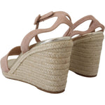 Prada Elegant Suede Ankle Strap Wedge Sandals Prada Rosy Brown