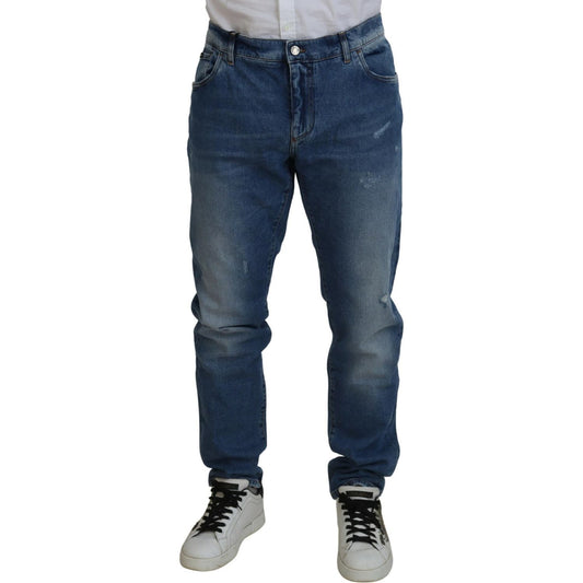 Dolce & Gabbana Blue Washed Skinny Cotton Denim Jeans