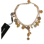 Dolce & Gabbana Gold Brass Crystal Logo Pineapple Statement Necklace SMY1068