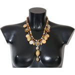 Dolce & Gabbana Gold Brass Crystal Logo Pineapple Statement Necklace SMY1068