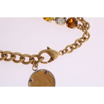 Dolce & Gabbana Gold Brass Crystal Logo Pineapple Statement Necklace SMY1068