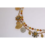 Dolce & Gabbana Gold Brass Crystal Logo Pineapple Statement Necklace SMY1068